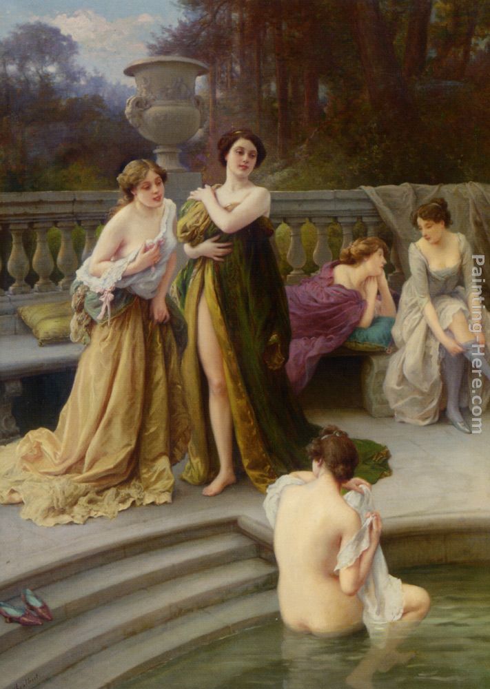 A Midday Bath painting - Jules Scalbert A Midday Bath art painting